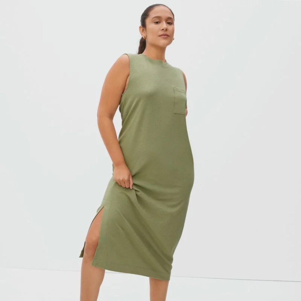 Everlane The Long Weekend Tank Dress Green Size Large